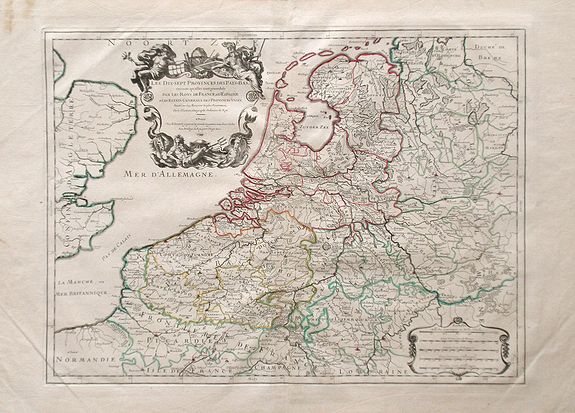 JAILLOT, A-H, Les Dix-Sept Provinces des Pays-Bas, suivant qu\'elles sont possedees par les Roys de France et d\'Espagne et les Estates Generaux des Provinces-Unies, antique map, old maps