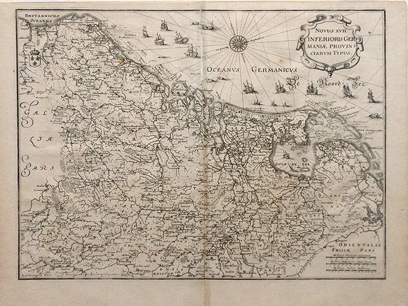 MERIAN, C., Novus XVII Inferioris Germania, Proviniarum Typus., antique map, old maps