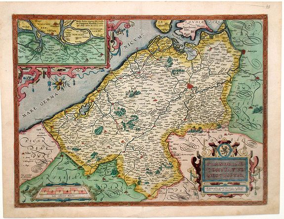 ORTELIUS, A., Flandriae Comitatus Descripto., antique map, old maps