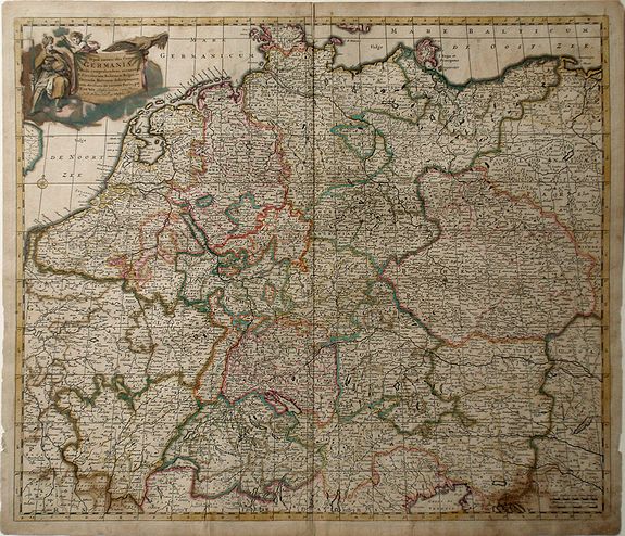 DE WIT, F., Nova et Prae Caeteris Alis Correcta Germaniae Tubula Comprehendens Accuratam X. Circulorum, Bohemiae, Regni, AC Univerfae Helvetia Defcriptionem, Cum Divifione in Caeterais Partes., antique map, old maps