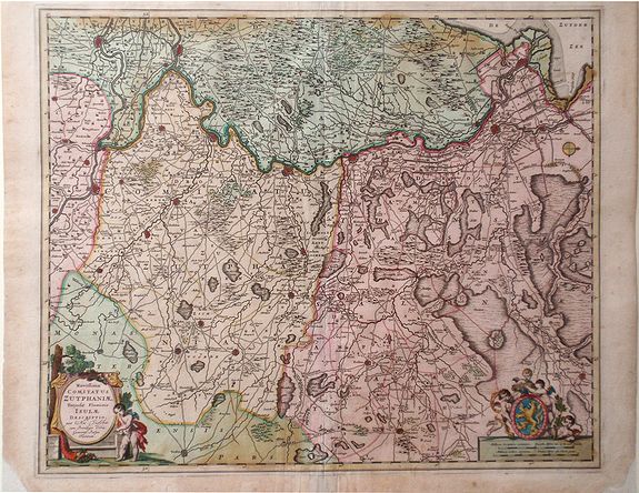 VISSCHER, N., Noviffima Comitatus Zutphaniae, Totiufa Fluminis Isulae Descriptio., antique map, old maps
