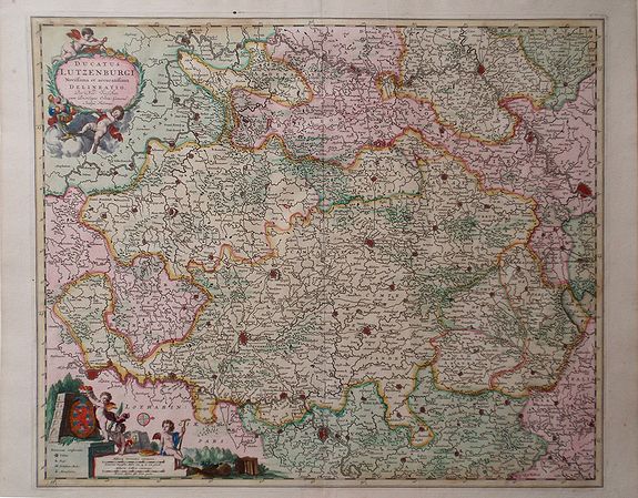VISSCHER, N, Ducatus Lutzenburgi, Noviffima et Accuratiffima Delinatio, antique map, old maps