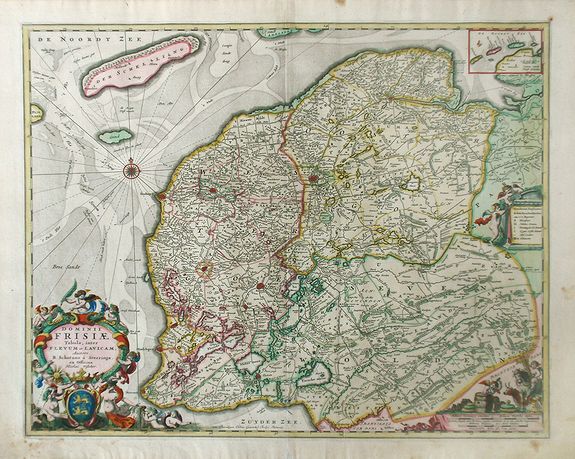 VISSCHER, N., Dominii Frisia Tabula, inter Flevum et Lavicam., antique map, old maps