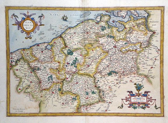 MERCATOR, G. / HONDIUS, J., Flandria Comit., antique map, old maps