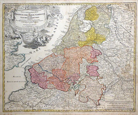 HOMANN, J., Tabula Generalis Totius Belgii qua Provincia XVII Infer Germania olim fub S.R.I. Circulo Burgundia . . ., antique map, old maps