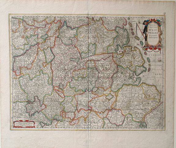 HONDIUS. H., Totius Circuli Westphalici Accurata Defcriptio., antique map, old maps