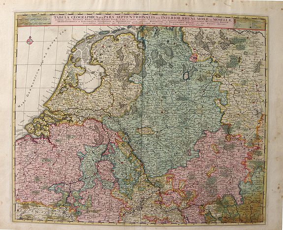 VISSCHER, N., Tabula Geographica qua pars Septentrionalis Sive Inferior Rheni, Mosae, et Mosellae Maximaeque Partes Visorgis, Moeni, Amasi, Scaldis, Isalae, at Alia in Eofdem Influentia Flumina, Necnon, Provinciae Germaniae Inferioris, Westphaliae, Hassiae, Archiepisco, antique map, old maps