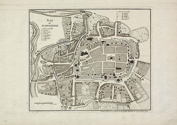 LE ROUGE, G.L., Plan de Schweidniz., antique map, old maps