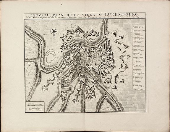 Covens and Mortier., Nouveau Plan De La Ville De Luxembourg. Ville Forte et Capitale du Duche ... 1744, antique map, old maps