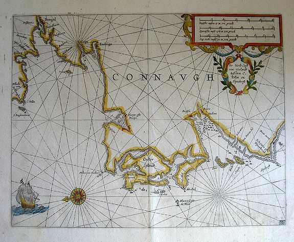 BLAEU, W., De West-Cust van Yerlandt tusschen C. Tellin en Slijnehooft., antique map, old maps