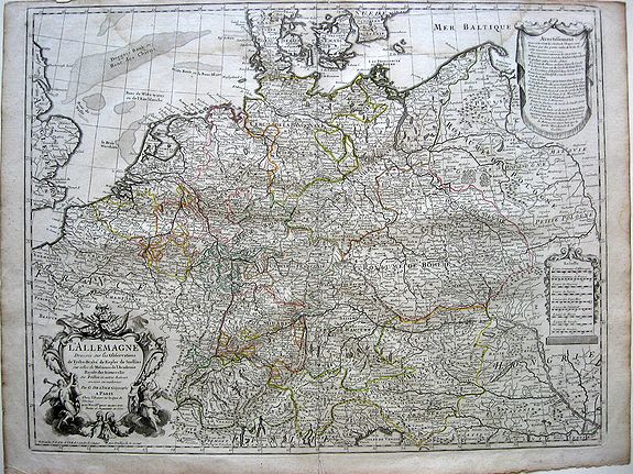 De L'Isle, L'Allemagne, Dressee sur les Observations., antique map, old maps