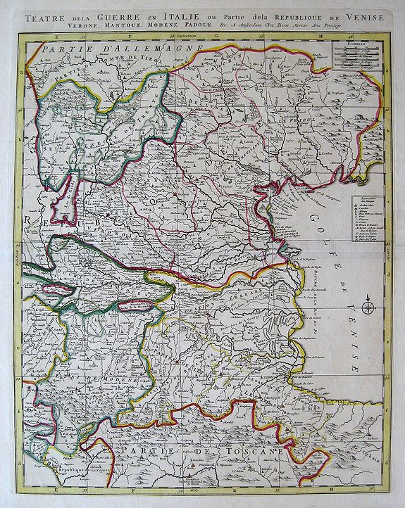 MORTIER, P., Theatre de la Guerre en Italie ou Partie dela Republique de Venise. . ., antique map, old maps