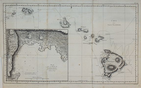 COOK, J., Carte des Isles Sandwich., antique map, old maps