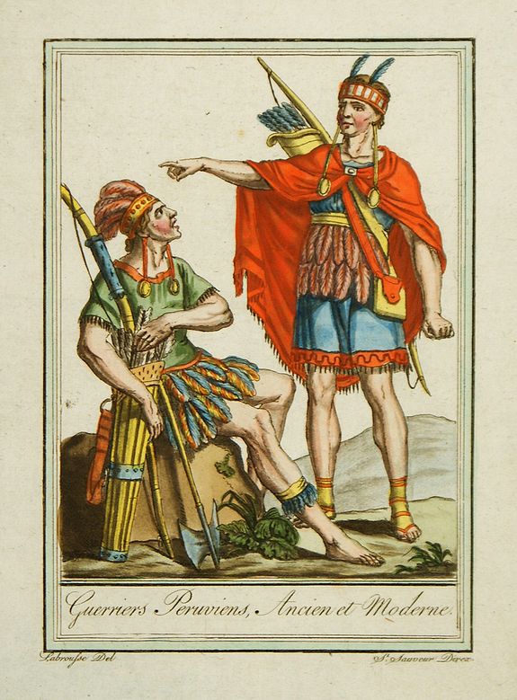 GRASSET de SAINT-SAUVEUR, J., Guerriers Peruviens, Ancien et Moderne., antique map, old maps