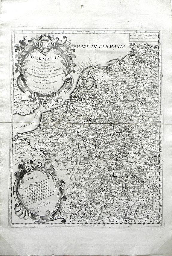 CORONELLI, V, Germania Parte Occidentale, Dedicata Al Reuerendissimo Padre D. Serafino Pasolino Nella Congreg Lateranense …, antique map, old maps