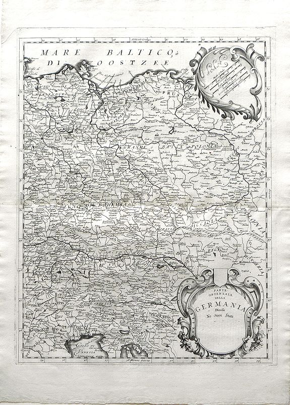 CORONELLI, V, Parte Orientale Della Germania Diuisa Ne Suoi Stati. . ., antique map, old maps