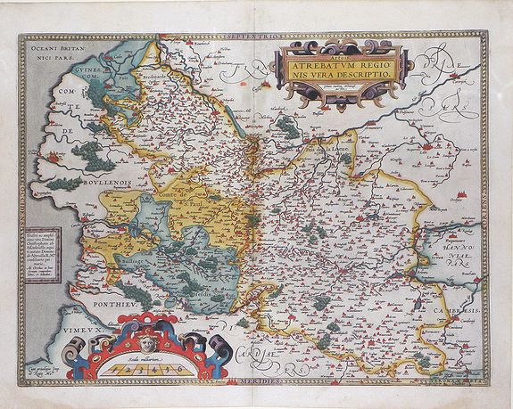 ORTELIUS, A., Artois. Atrebatum Regionis Vera Descriptio., antique map, old maps