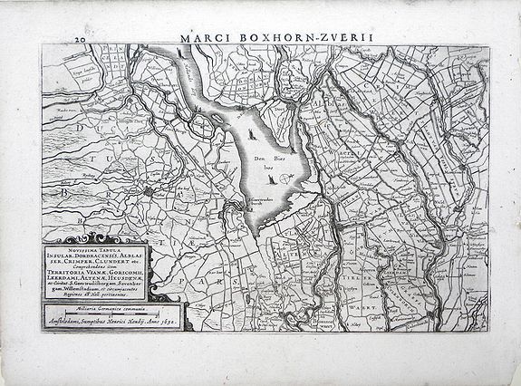 HONDIUS, H, Novissima Tabula Insular, Dordracensis, Alblasser, Crimper, Clundert etc…, antique map, old maps