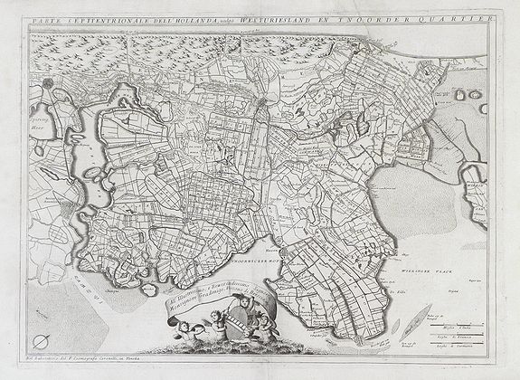 CORONELLI, V., Parte Septtentrionale Dell'Hollanda, vulgo Westuriesland en Tnoorder Quartier. . ., antique map, old maps