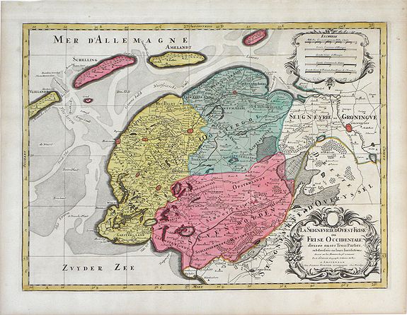 SANSON, N, La Seigneurie d'Ovest-Frise ou Frise Occidentale, divisee en ses Trois Parties subdivisees en leurs Juridictions. . ., antique map, old maps