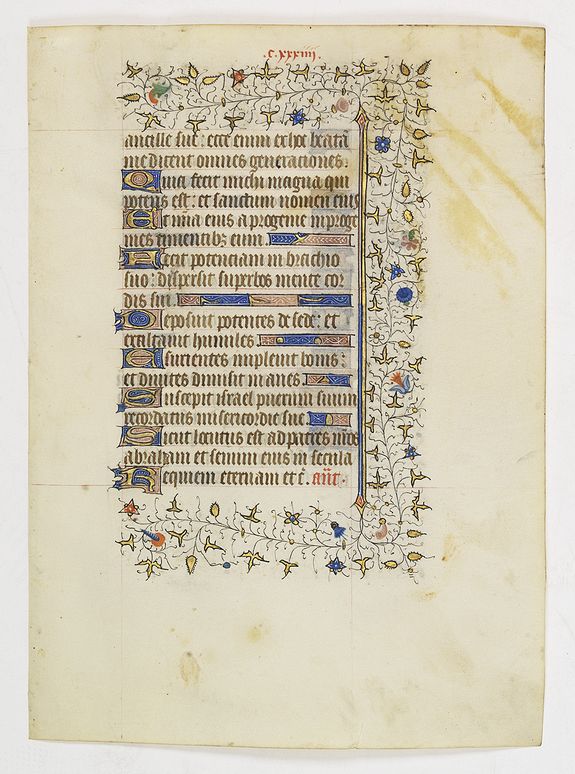 BOOK OF HOURS., Extremely large leaf from a Parisian Book of Hours., antique map, old maps