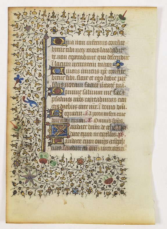 BOOK OF HOURS., Manuscript leaf on vellum from a very refined Book of Hours., antique map, old maps