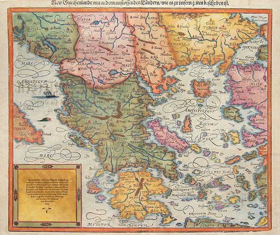 MÜNSTER, Sebastian, New Griechenlande/mit andern anstossenden Ländern/wie es zu unsern zeiten beschriben ist . . ., antique map, old maps