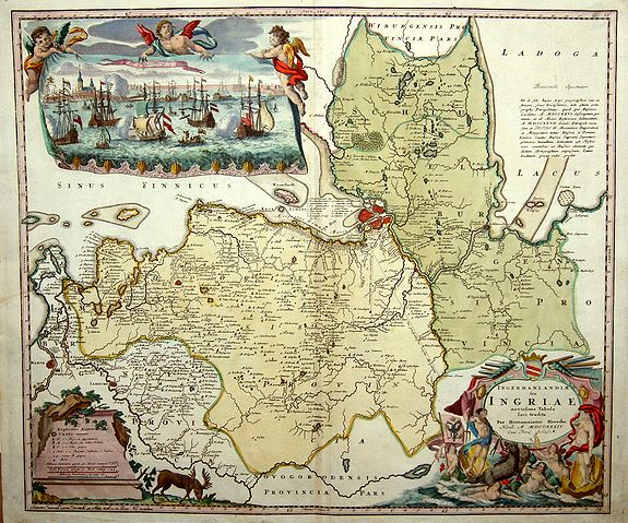 HOMANN Heis, Ingermanlandiae seu Ingriae novisima Tabula luci tradita., antique map, old maps