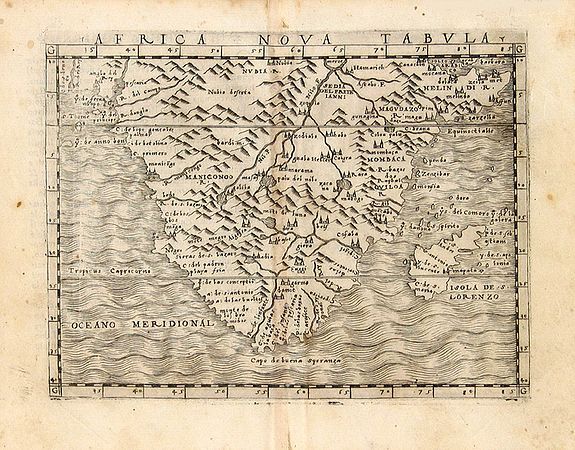 GASTALDI, Giacomo, An early map of 'modern' southern Africa: Africa Nova Tabula., antique map, old maps