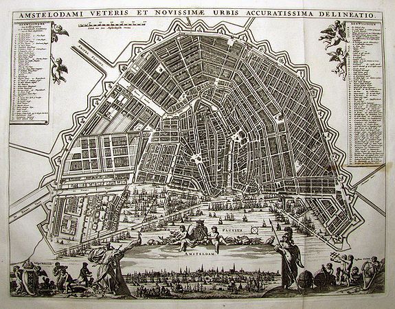 ANONYMOUS, AMSTELODAMI VETERIS ET NOVISSIMAE URBIS ACCURATISSIMA DELINEATIO, antique map, old maps