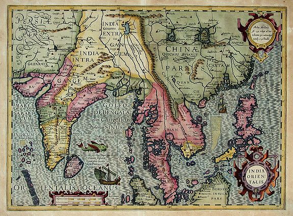 HONDIUS, J., India Orientalis, antique map, old maps