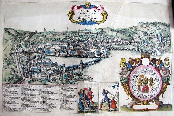 HOLLAR, W., Lucerna Helvetiorum Vulgo Lucernn., antique map, old maps