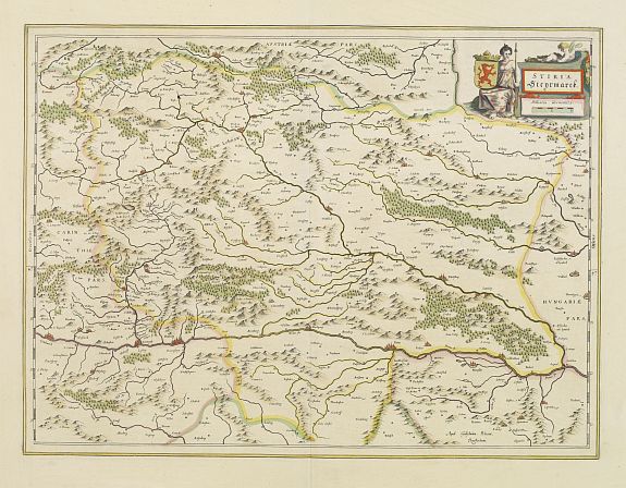 BLAEU, W., Stiria - Steyermarck., antique map, old maps