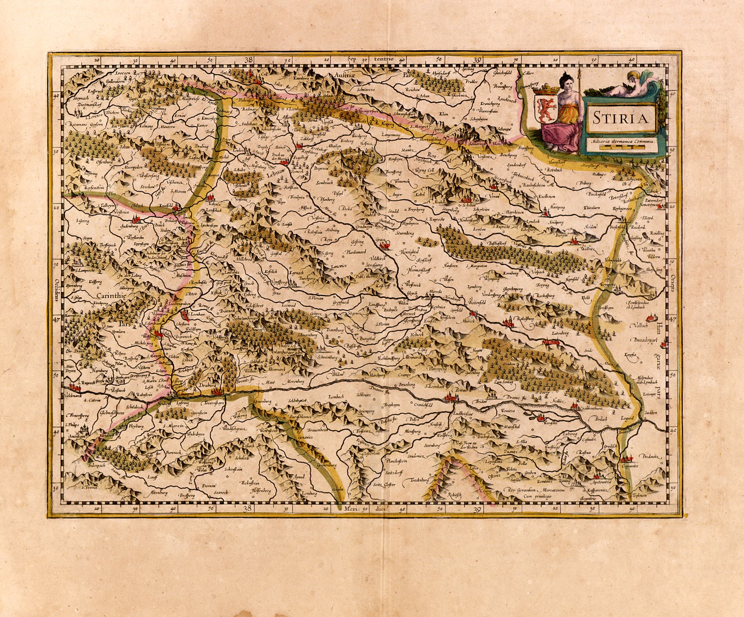 MERCATOR, G. / HONDIUS. H., Stiria., antique map, old maps