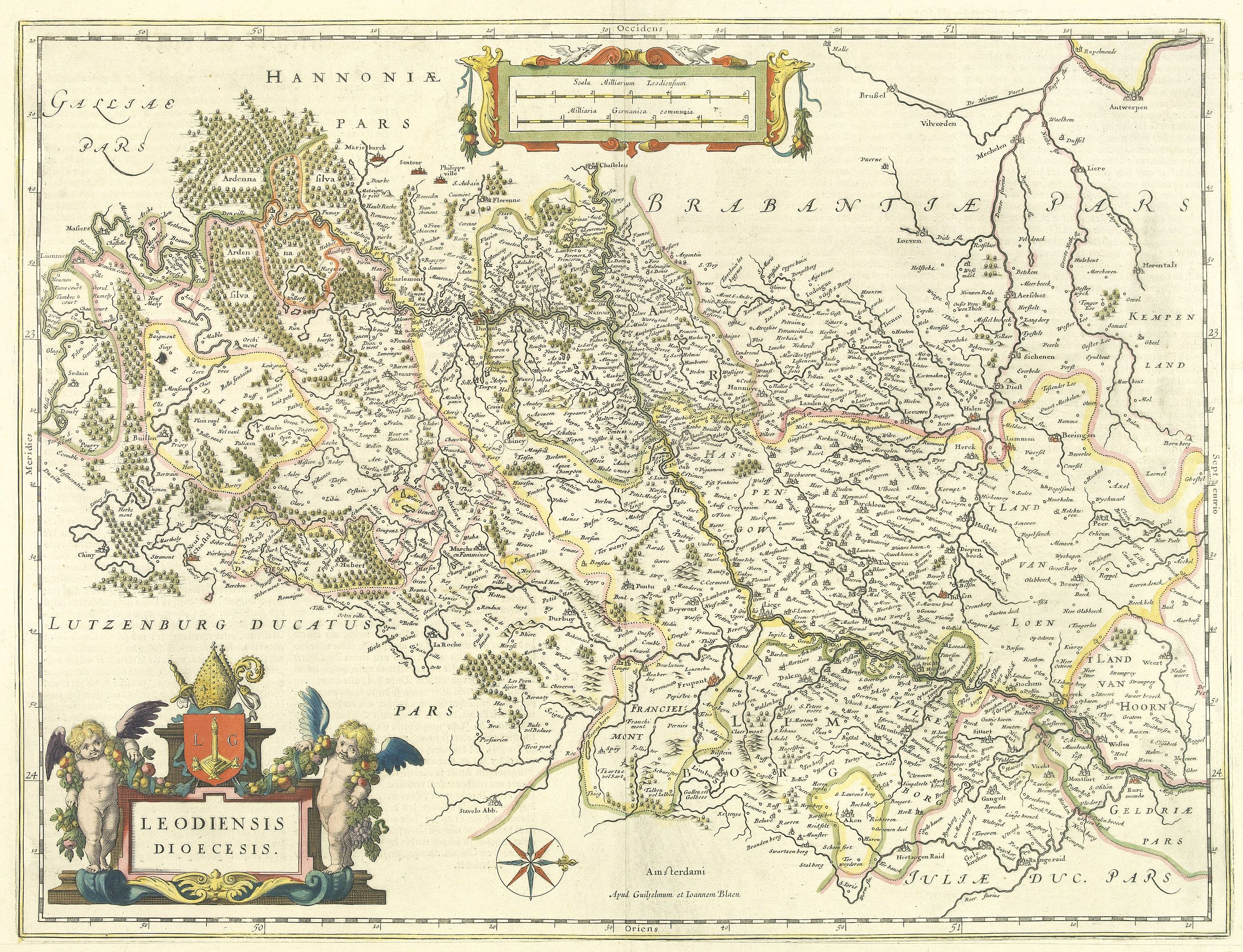BLAEU, W., Leodiensis dioecesis., antique map, old maps
