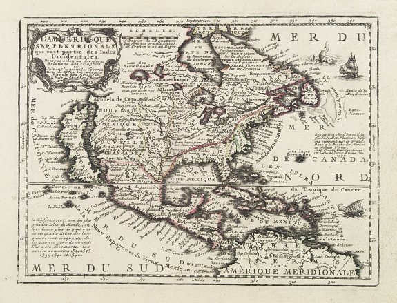 CHIQUET,J., L'Amerique Septentrionale qui fait partie des Indes Occidentales.., antique map, old maps