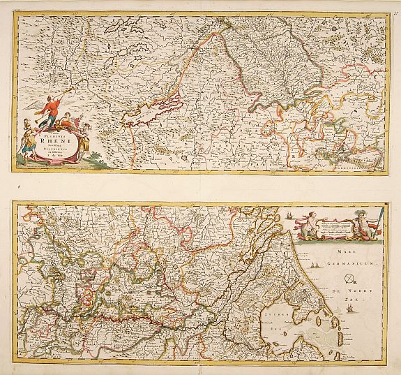 DE WIT,F., Totius Fluminis Rheni., antique map, old maps