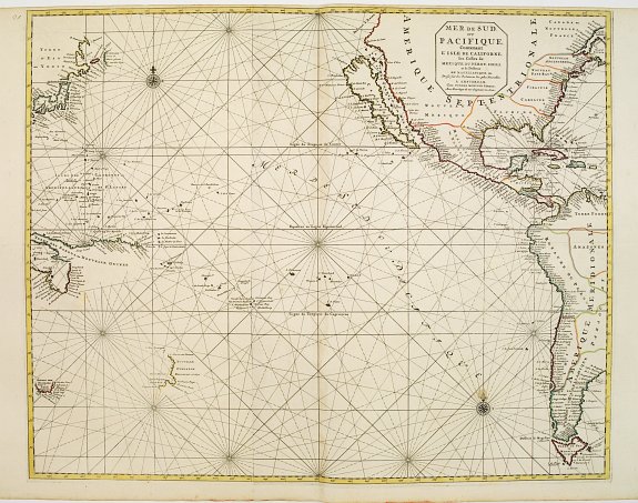 MORTIER, P., Mer de Sud ou Pacifique contenant l'Isle de Californe. . ., antique map, old maps