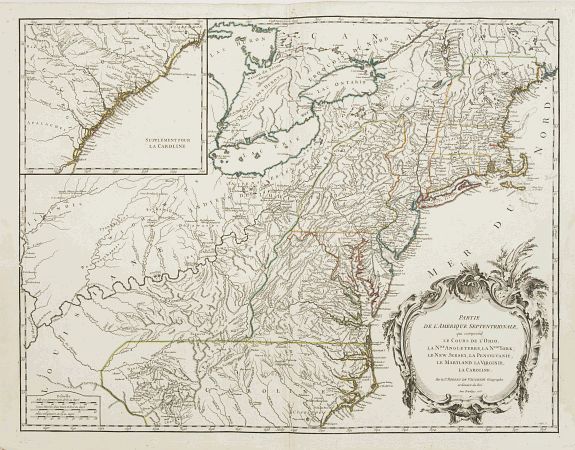 DE VAUGONDY,R., Partie de l\'Amerique septentrionale.. le cours de L\'Ohio.., antique map, old maps