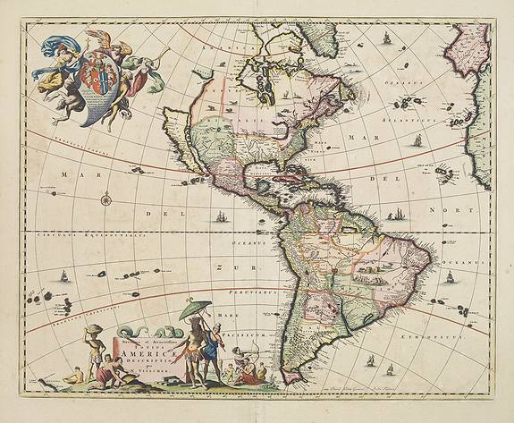 VISSCHER, N., Novissima et accuratissima Totius Americae. . ., antique map, old maps