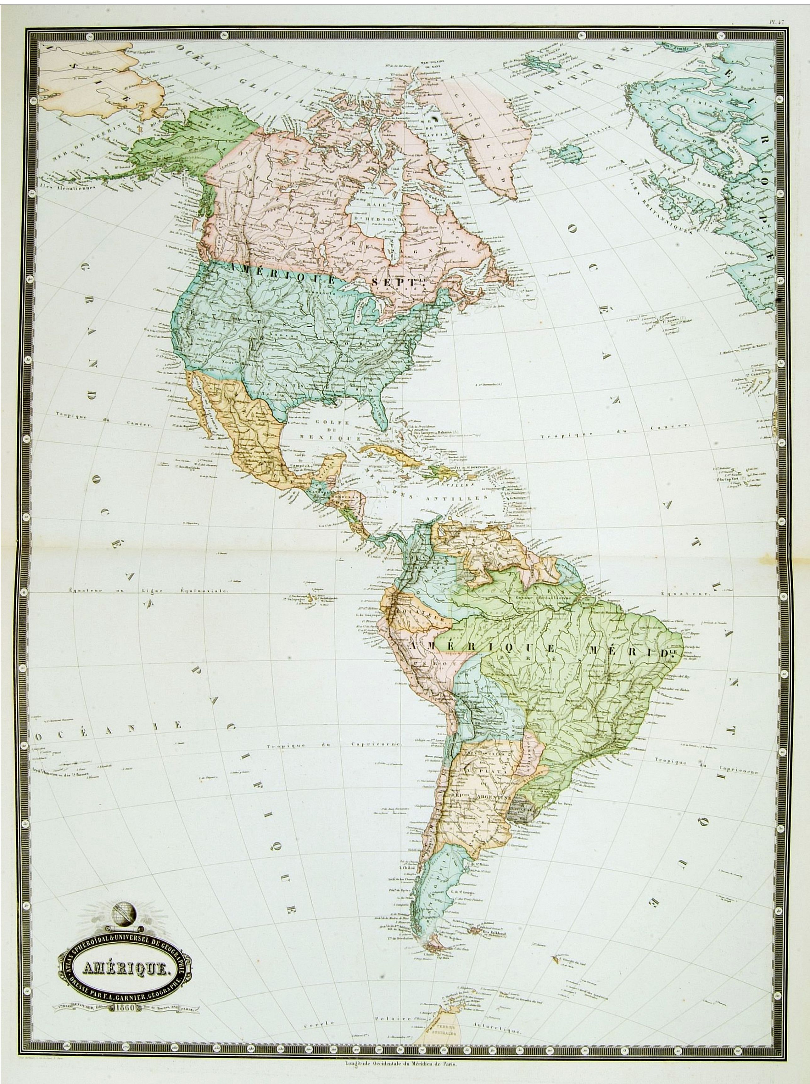 GARNIER, F.A., Amérique. . ., antique map, old maps