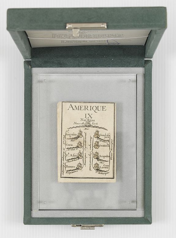 DE POILLY,N., Court card with The nine of Amerique. (Letterweight), antique map, old maps