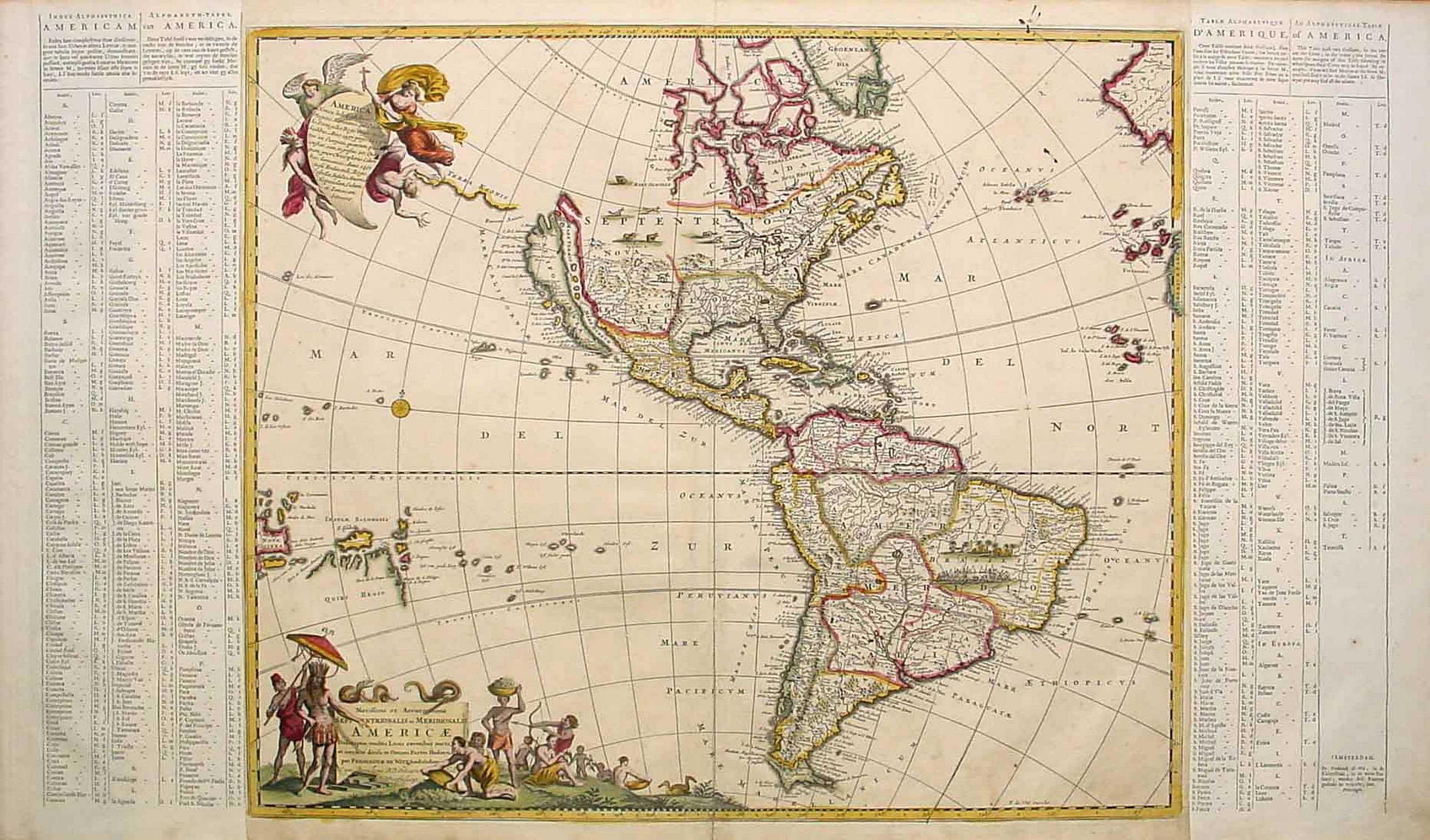 DE WIT,F, Novissima et Accuratissima Totius Americae descriptio.., antique map, old maps