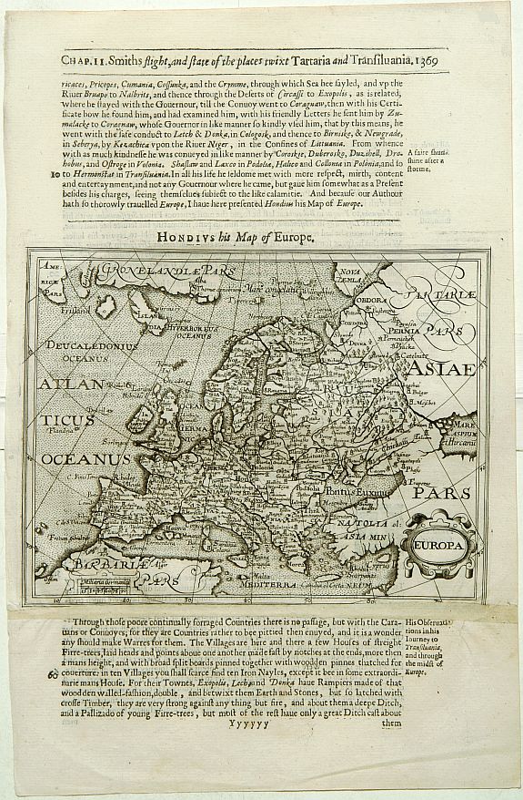 HONDIUS, J. / PURCHAS, S., Europa., antique map, old maps