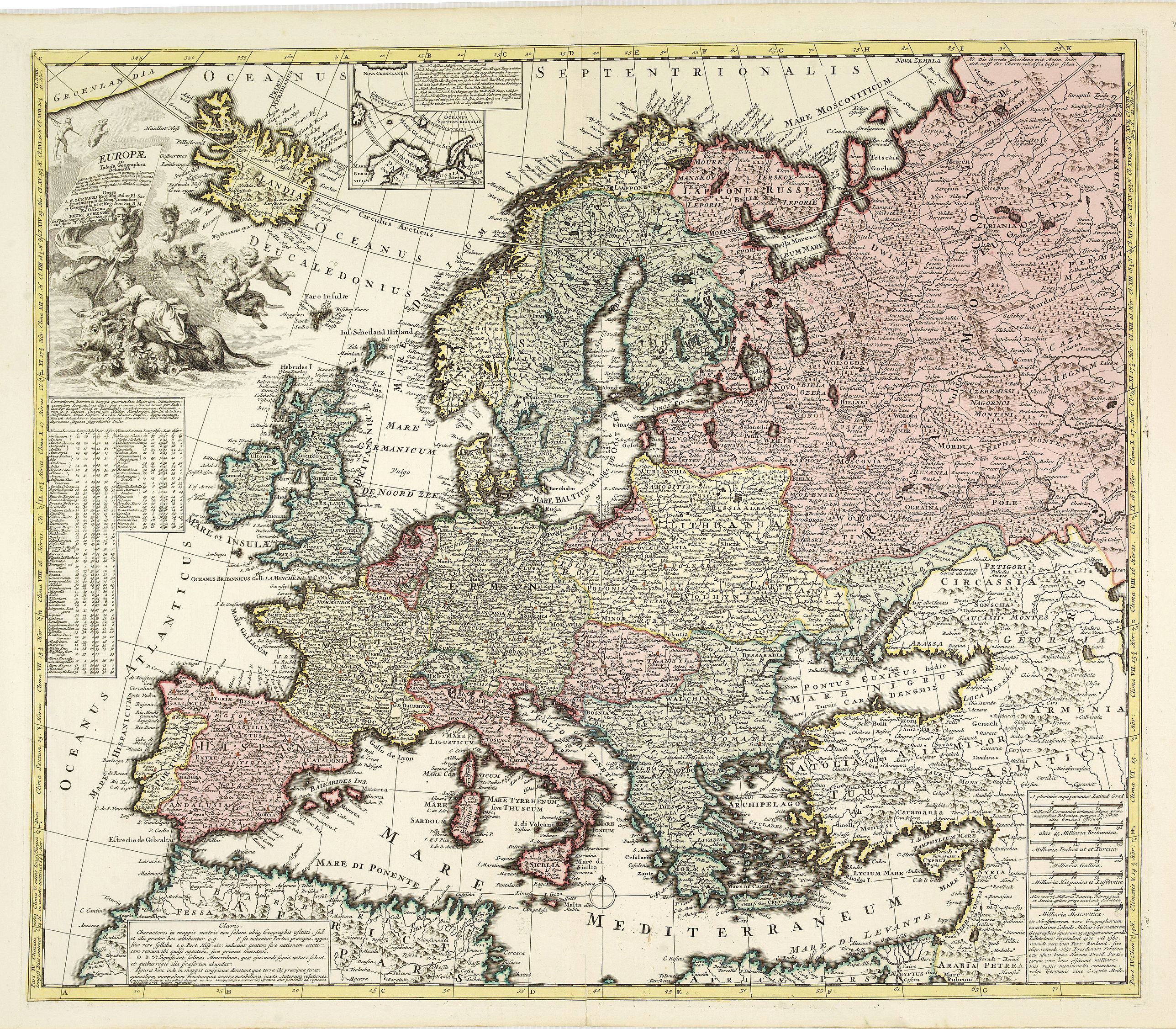 SCHENK, P., Europae in Tabula Geographica Delineatio. . ., antique map, old maps