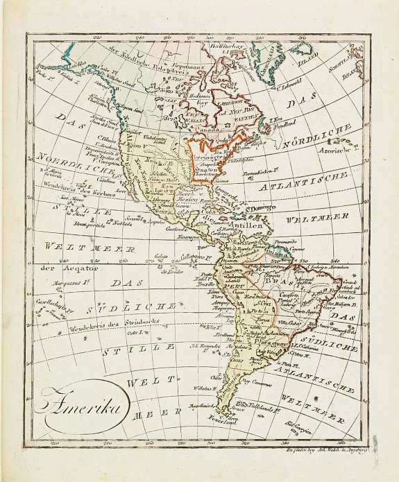 WALCH, J., Amerika, antique map, old maps