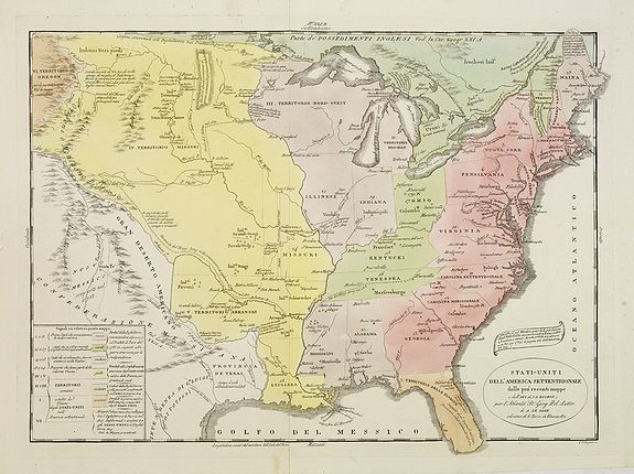TASSO, G., Stati-Uniti Dell'America settentrionale. . ., antique map, old maps