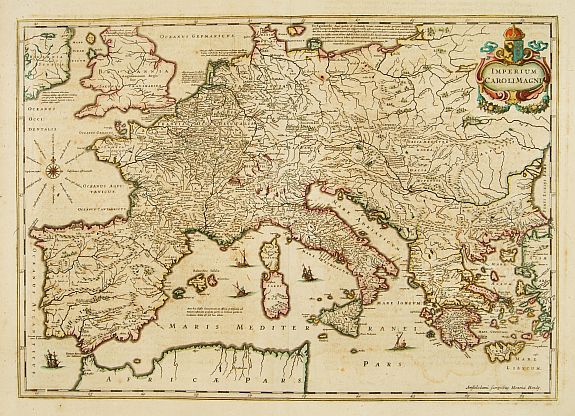 HONDIUS,H., Imperium Caroli Magni, antique map, old maps