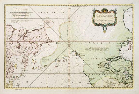 DÉPÔT GÉNÉRAL DE LA MARINE / BELLIN,J.N., Carte Réduite de L'Ocean Septentrional compris entre l'Asie et l'Amerique.. (1766), antique map, old maps