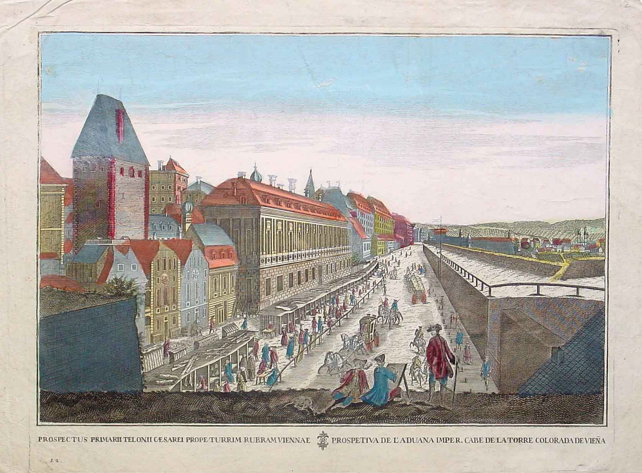 ANONYMOUS, Prospectus primarii.. turrim rubram Viennae., antique map, old maps